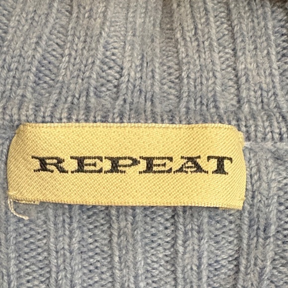 REPEAT Stylish Blue Ribbed Cardigan 100% merino Wool  (looks like a size medium) - Picture 2 of 9